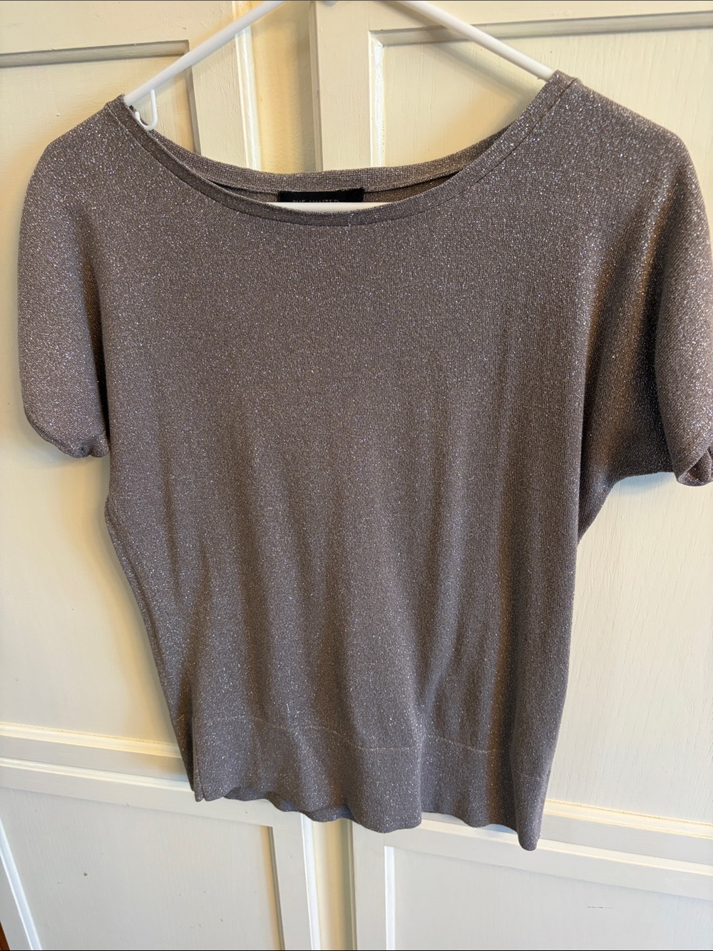 Limited Women’s Glitter Short-Sleeve Knit Top - Taupe Size Small